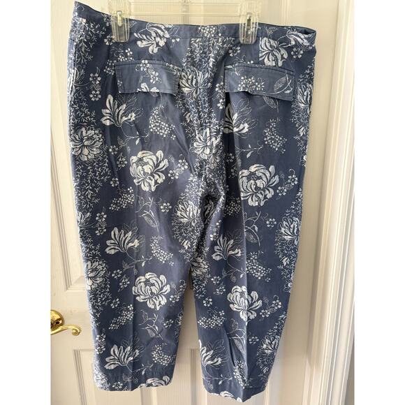 Faded Glory Capri Pants Womens XL Blue Cotton Blend Pockets hi Rise Flat Front - Picture 2 of 10